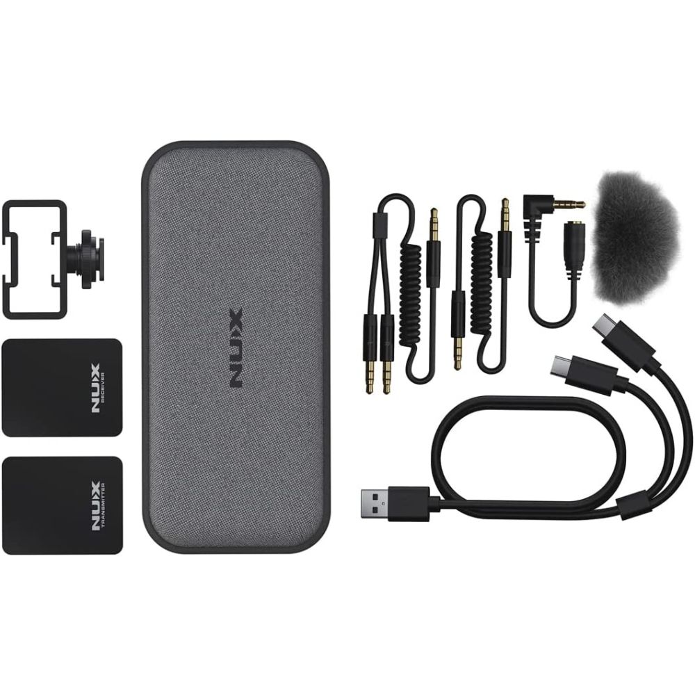 NUX B-10 Vlog Camera Wireless Microphone System for Vlog Shooting, Live broadcasts Bundle with Lavalier Lapel Microphone Omnidirectional Mic