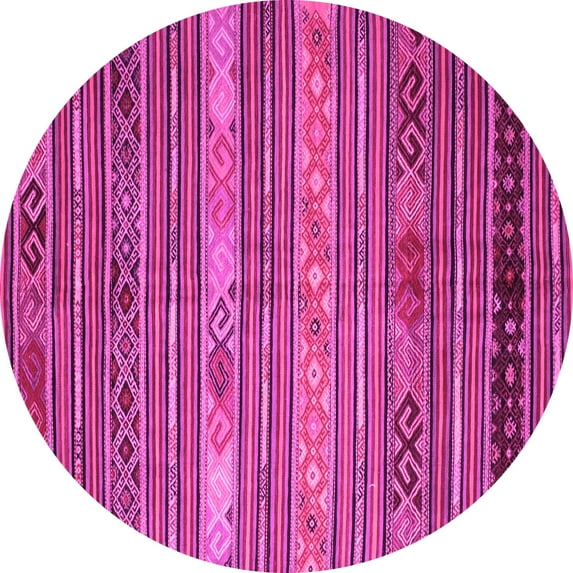 Ahgly Company Indoor Round Oriental Pink Traditional Area Rugs, 5' Round