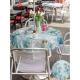 thumbnail image 5 of Outdoor Tablecloth with Umbrella Hole for Patio/Picnic/Party/Camping, Coastal Seahorse Waterproof Table Cloth Round Cover Washable, Summer Green Eucalyptus Leaves Coral (Dia 54"), 5 of 8