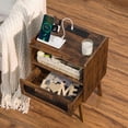thumbnail image 4 of LELELINKY Rattan Nightstand with Charging Station, Boho Bedside Table with Handmade Drawer & Open Shelf for Bedroom, Brown, 4 of 7