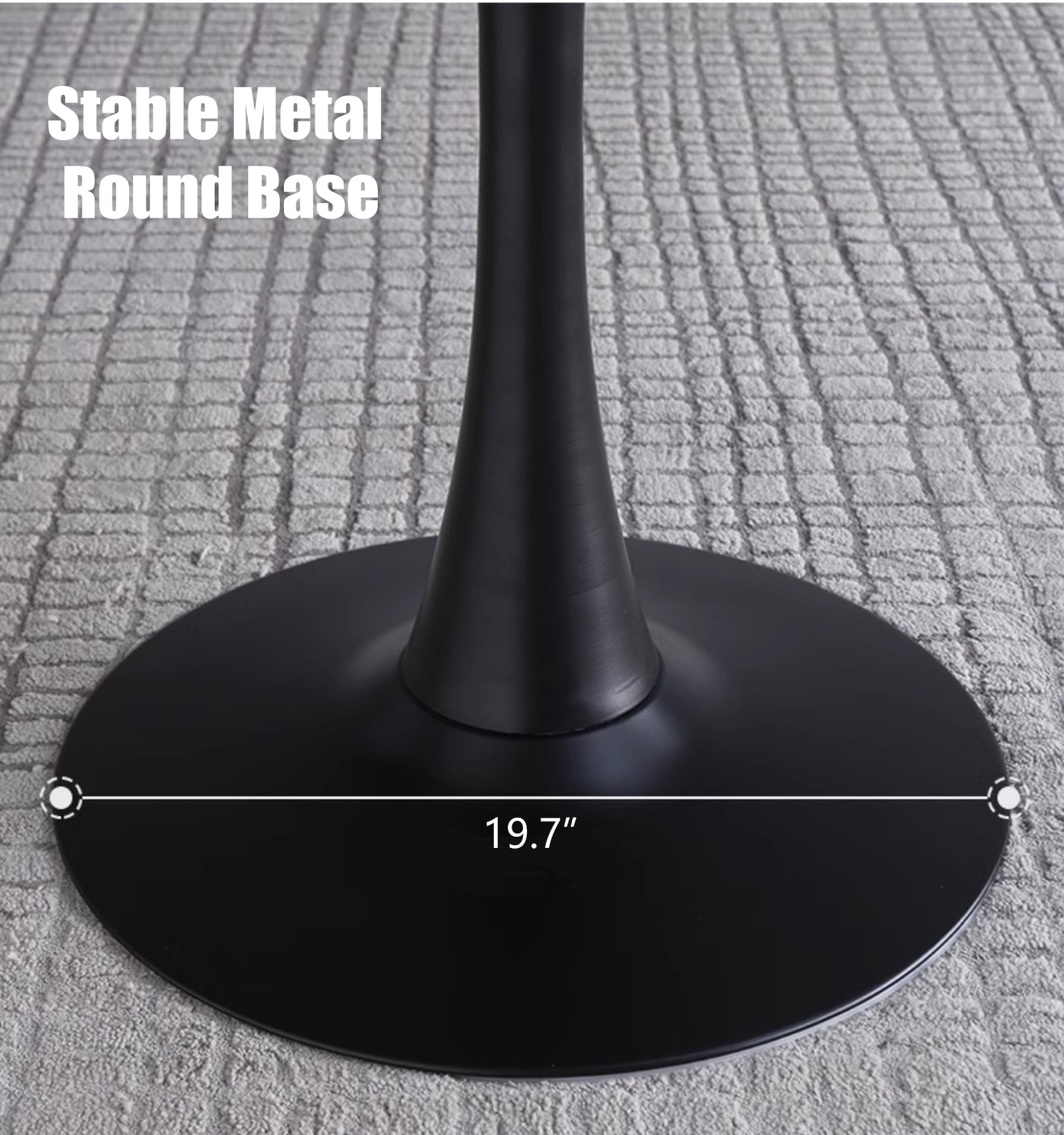 Miniyam 27.6" Small Square Dining Table for 4, Tulip Pedestal Kitchen Bistro Breakfast Table, Walnut Finish Top, Black Base