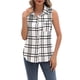 thumbnail image 3 of Camisas Sin Mangas con Botones para Mujer, Blusas Informales de Negocios con Cuello en V y Cuello Halter. M, 3 of 8