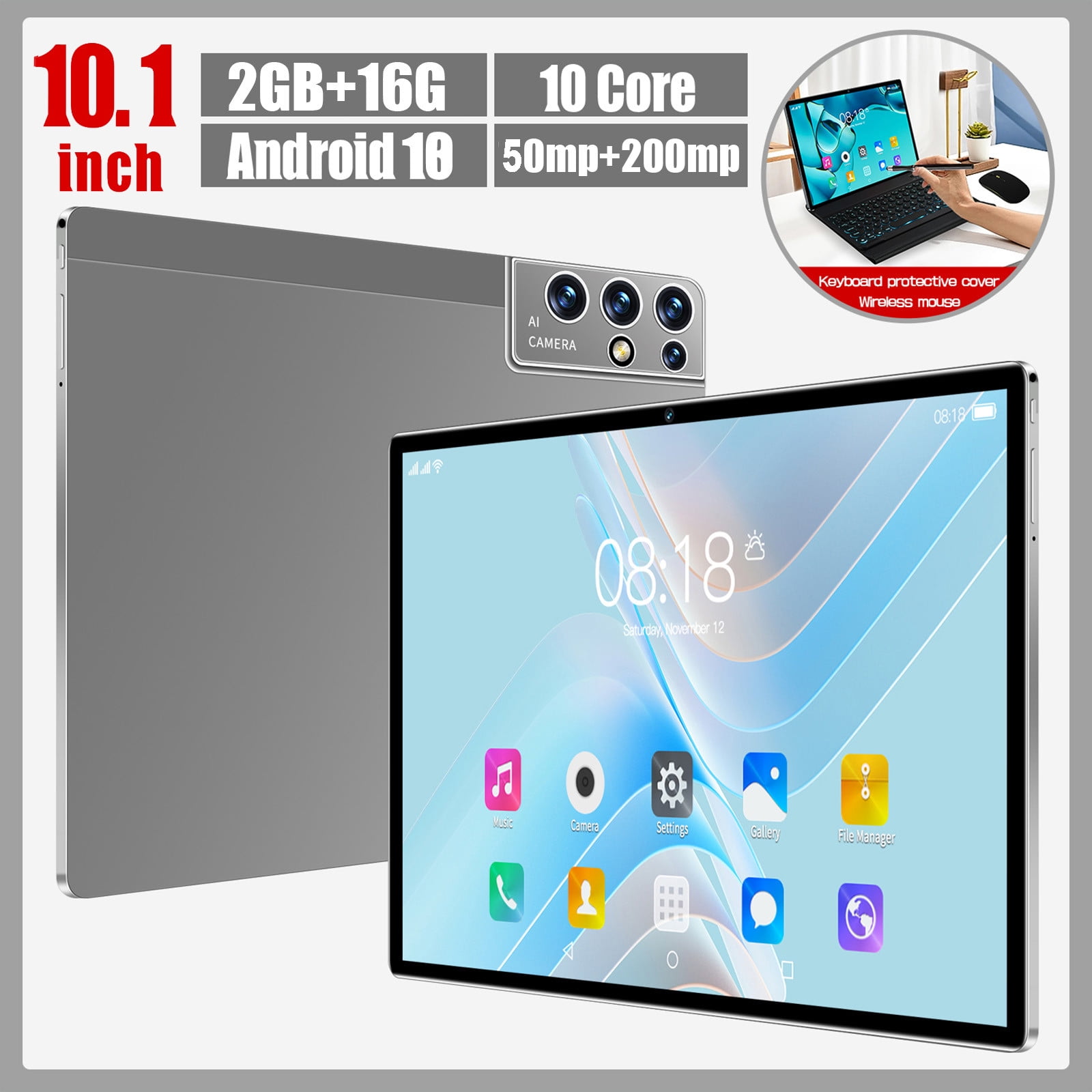 CVLNCYCLING Clearance Tablet for Kids,All-new 10.1-in Tablet, 2+16G Ultra-thin HD Display (2.4G/5G WiFi, 256G), Android Tablet, Learning Game Video Office Tablet,Supports Dual SIM Communication