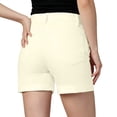 thumbnail image 5 of Cagogo Women's High Waisted Shorts with Pockets Casual Regular Fit Basic Summer Vacation Trousers Beach Lounge Travel, White S, 5 of 6