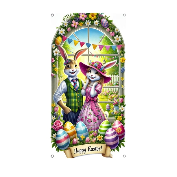 Cubiertas de Puerta de Vacaciones para la Puerta Delantera de Nylon Multicolor 180x90cm/70.86x35.43In Decoraciones de la Puerta Delantera de Pascua para la Sala de Fiestas Fondo de Vacaciones de la Pa