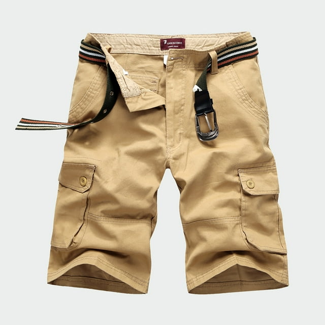 Pantalones Cortos Cargo Para Hombre Pantalones Cortos Casuales Con Cremallera Y Múltiples Bolsillos (Cinturón No Incluido) Pantalones Cortos Caqui Xxxl,Pantalones Cortos Hombre