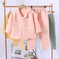 thumbnail image 2 of Riecok Children Outfit Sets Long Sleeve Solid Color Button down Collared Topss and Long Pants Soft Comfortable Warm Homewear, 2 of 5