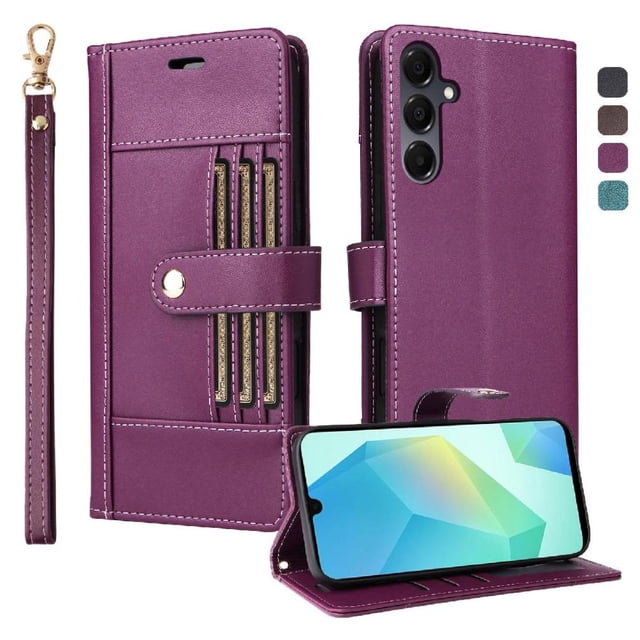 FOXDOCK Funda tipo Cartera para Samsung Galaxy A26 – Cubierta de Cuero PU con Múltiples Ranuras, Bolsillo para Efectivo y Correa de Muñeca