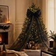 thumbnail image 3 of Pearlescent Double Layer Christmas Tree Topper Bow, Elegant Tree Top Ornament, Flowing Ribbon Decor, For Modern Home Interior, Xmas Party And Holiday Tree Layout, 3 of 5