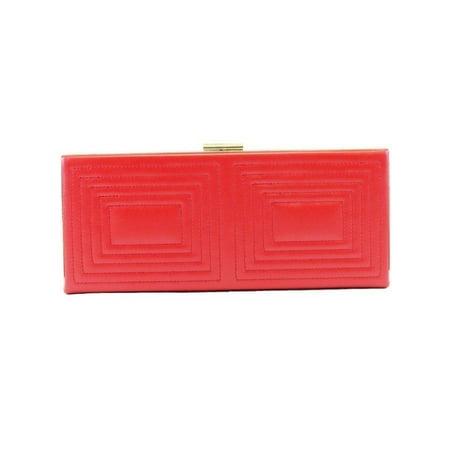 - Girls Red Stitch Detail Metal Click Fastening Chain Box Clutch