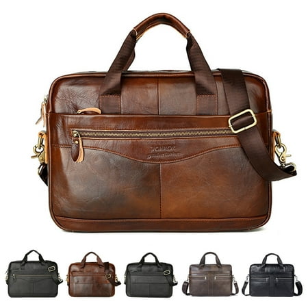 Men Vintage Genuine Leather Handbag Business Briefcase Messenger Shoulder