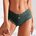 thumbnail image 2 of PMVFHDE Women Lace Trim Underwear Solid Color Soft Comfort Panties Low Rise Striped Thong Bikini Briefs Panties For Women Green,S, 2 of 4