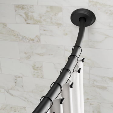 Better Homes & Gardens 50” to 72” Adjustable Tension or Wall-Mount Curved Shower Curtain Rod, Black