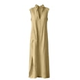 thumbnail image 4 of SAWOBUUN Womens Cotton Maxi Dress Sleeveless Deep V Neck Side Split Casual Summer Long Dress with Pockets, 4 of 8