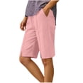 thumbnail image 2 of Hilenly Bermuda Shorts for Women Knee Length Split Cotton Shorts Casual Loose Summer Long Shorts with Pockets, 2 of 10