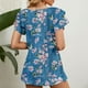 thumbnail image 4 of Mujeres V cuello camisetas verano elegante impresión doble volantes suelta mujeres manga corta casual verano tops Lily XL, 4 of 6