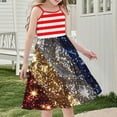 thumbnail image 3 of Odeerbi Niñas Día de La Independencia Vestido de Deslizamiento En Capas de Línea de Verano Patriótico Estrella Raya Vestido de Correa Casual, 3 of 9