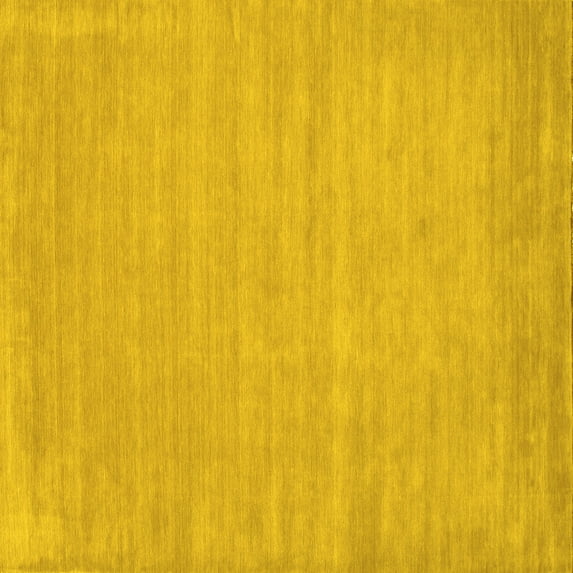Ahgly Company Indoor Square Solid Yellow Modern Area Rugs, 6' Square
