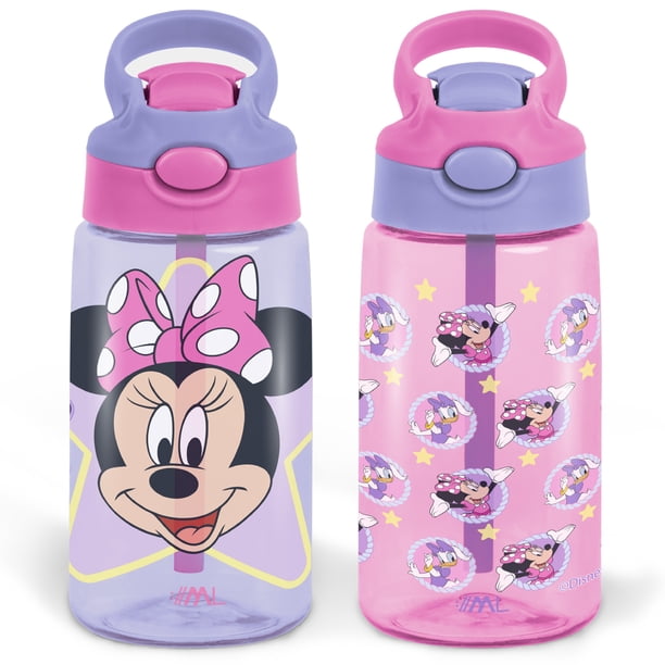 Termo Botella Agua Infantil Escolar Antiderrames Con Popote Disney Minnie Mouse