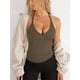 thumbnail image 4 of Camiseta sin mangas Danysu Spring 2025 Sexy con sujetador incorporado Green Army S, 4 of 4