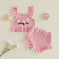 thumbnail image 2 of Soepste 12-18 Month Girl Clothes Summer Kids Clothes Girls Toddler Girl Outfits Baby Girl Summer Clothes Sleeveless Tops And Shorts Clothing Sets, 2 of 5