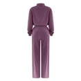 thumbnail image 6 of Ashirexll Outfits for Women, Womens Winter Sets, Solid Color Zipper Double Pocket Drawstring Long Sleeve Top and Casual Pants Suit, 6 of 7