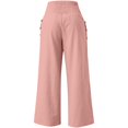 thumbnail image 5 of Wide Leg Linen Pants Women Summer High Waisted Boho Beach Flowy Pant Casual Vacation Outfits Elastic Lounge Trousers Pink 3XL, 5 of 5