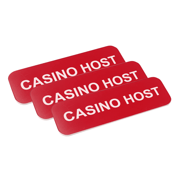 Casino Host 1 x 3" Name Tag/Badge, Red, (3 Pack)