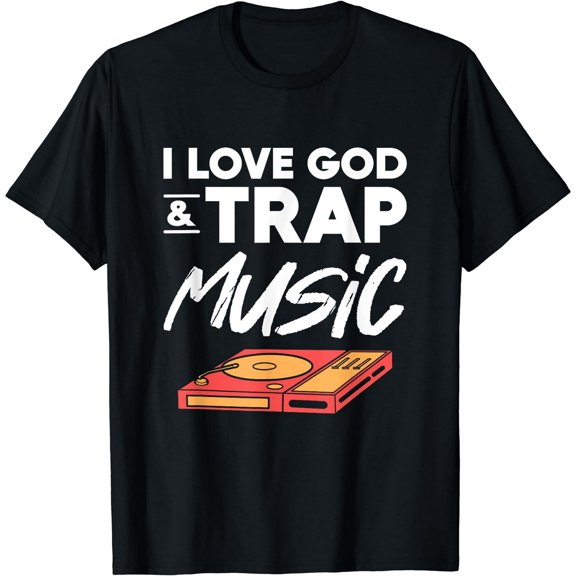 Hip Hop Graphic I Love God And Trap Music For Men Black Casual T-Shirt