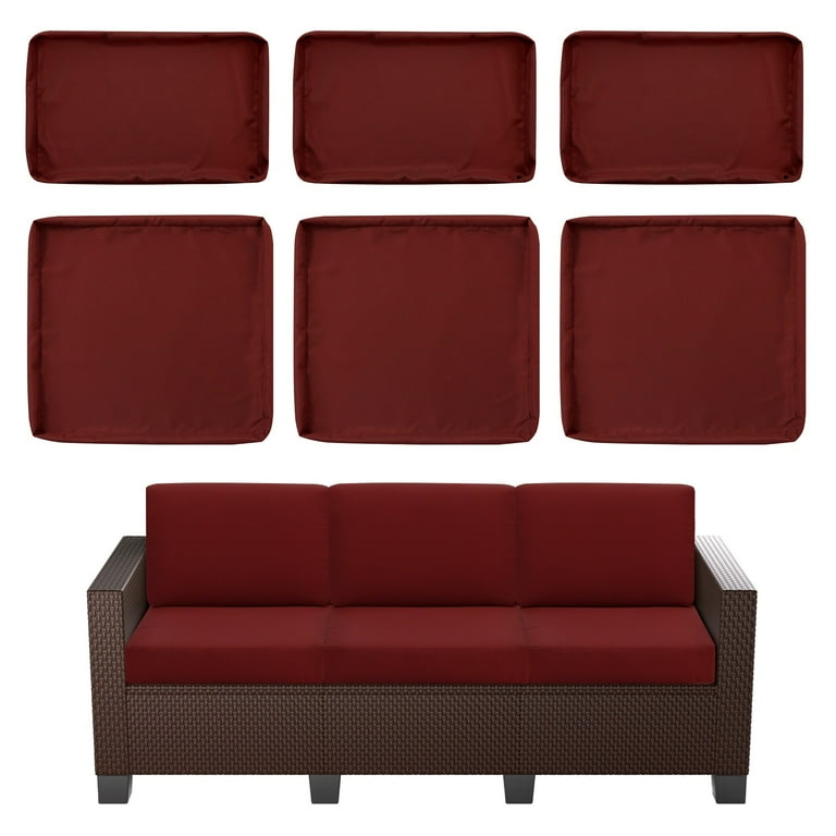 6 Pcs Outdoor Cushion Covers 23x25x4 Patio Cushions Covers Replacement Waterproof with Zipper Covers Only Red Walmart