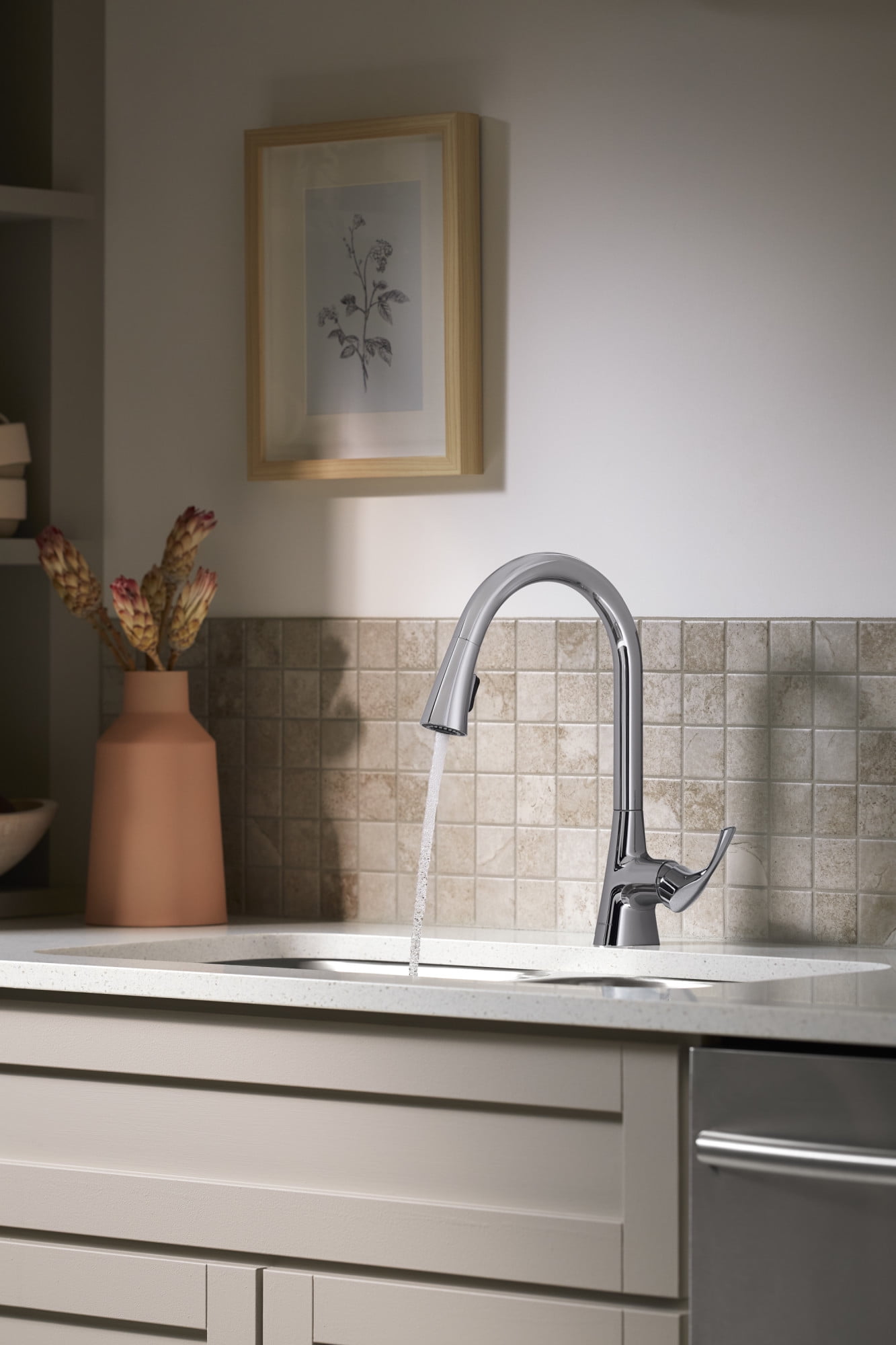 Sterling 24276 Valton 1.5 GPM Single Hole Pull Down Kitchen Faucet - Vibrant Stainless