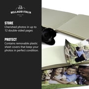 Bellagio-Italia Canvas Photo Album - Memory Scrapbook, and Polarioid Book for Calligraphy, Scrapbooking - Includes Removable Plastic Sheet Covers - Capacity for 72 Pictures Total - Small
