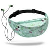 PWFE Unicorn Flamingo Pack for Women with Headphone Hole Floral Water-Resistant Waist Pack Bum Bag Hip Sack for Traveling/Running/Fishing/Hiking