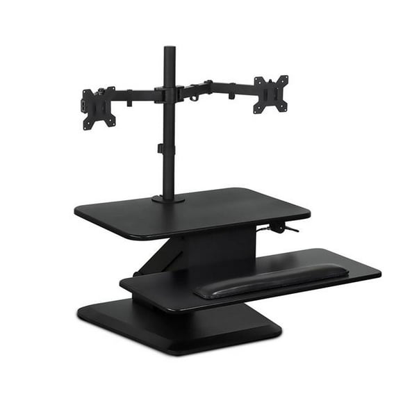 Mount-It MI-7914 Sit Stand Workstation Standing Desk Converter with Dual Monitor Mount Combo, Black