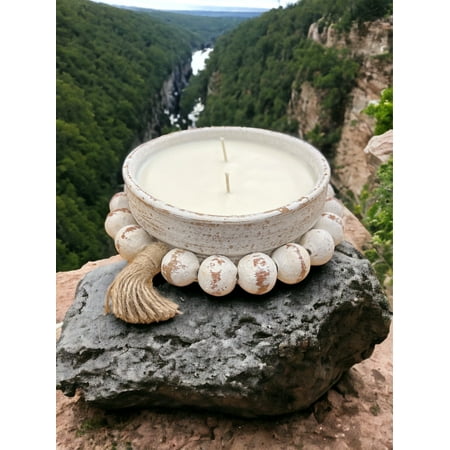 

3-Wick White Beaded Candle Bowl