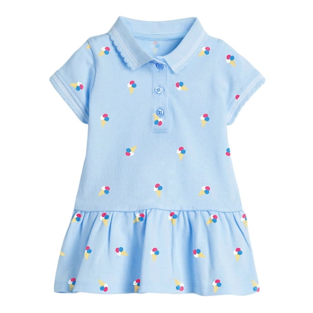 Odeerbi Vestido de Tenis de Niñas Lindo Estampado Manga Corta Ruffle Vestido de Golf Casual de Línea A