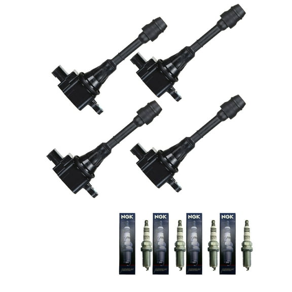 Set of 4 ISA Ignition Coils and 4 NGK Spark Plugs Compatible with 2002-2006 Nissan Altima 2.5L L4 2488cc 152ci Replacement for UF350