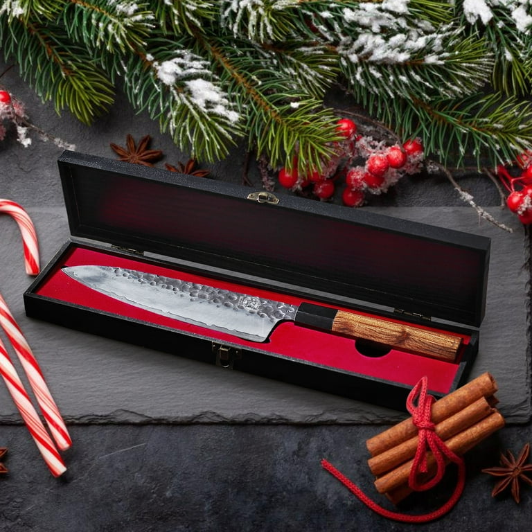 MITSUMOTO SAKARI 8 inch Japanese Kiritsuke Chef Knife, Hand  Forged Japanese Sushi Knife, AUS-10 Premium Damascus Steel Kitchen Cooking  Knife (Shadowwood Pomegranate Handle & Gift Box): Home & Kitchen
