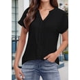 thumbnail image 5 of Eyelet Tops for Women V Neck Short Sleeve Embroidery Tshirts Shirts Summer Trendy Casual Loose Beach Blouse Black XXL, 5 of 8