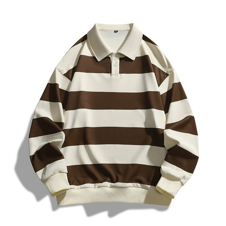 GuangCheng George Men Striped Rugby Shirts Long Sleeve Classic