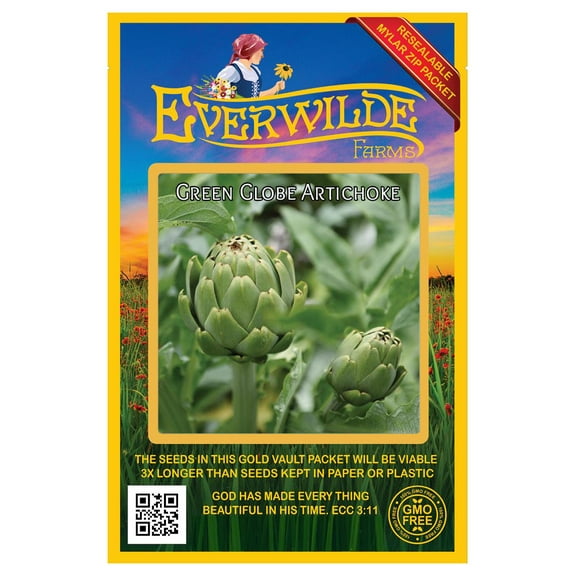 Everwilde Farms - 80 Green Globe Artichoke Seeds - Gold Vault Jumbo Bulk Seed Packet