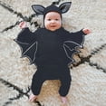 thumbnail image 2 of WERYOUNG Girls Boys Onesie Fashion Long Sleeve Hooded Bat Halloween Jumpsuit Sweet Indoor One-Pieces,Dark Gray,18-24 Months, 2 of 8