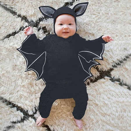 

Suit Romper Baby Bat My 1st Outfit Baby Boy Girl Black Bat Long Sleeve Romper Jumpsuit With Hats