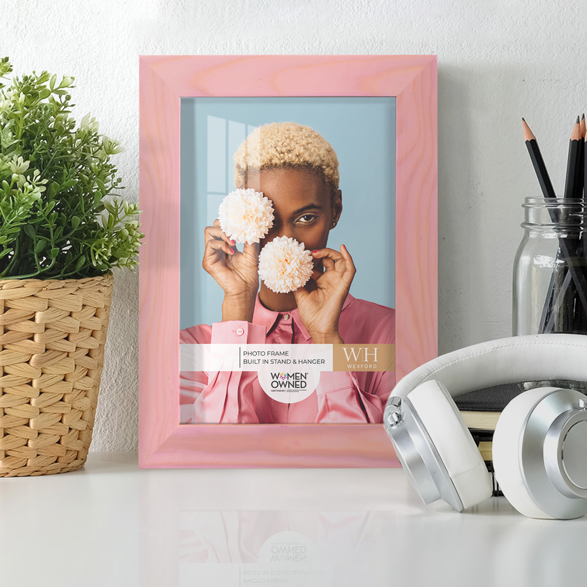 Woodgrain 5 in. x 7 in. Sunset Pink Picture Frame
