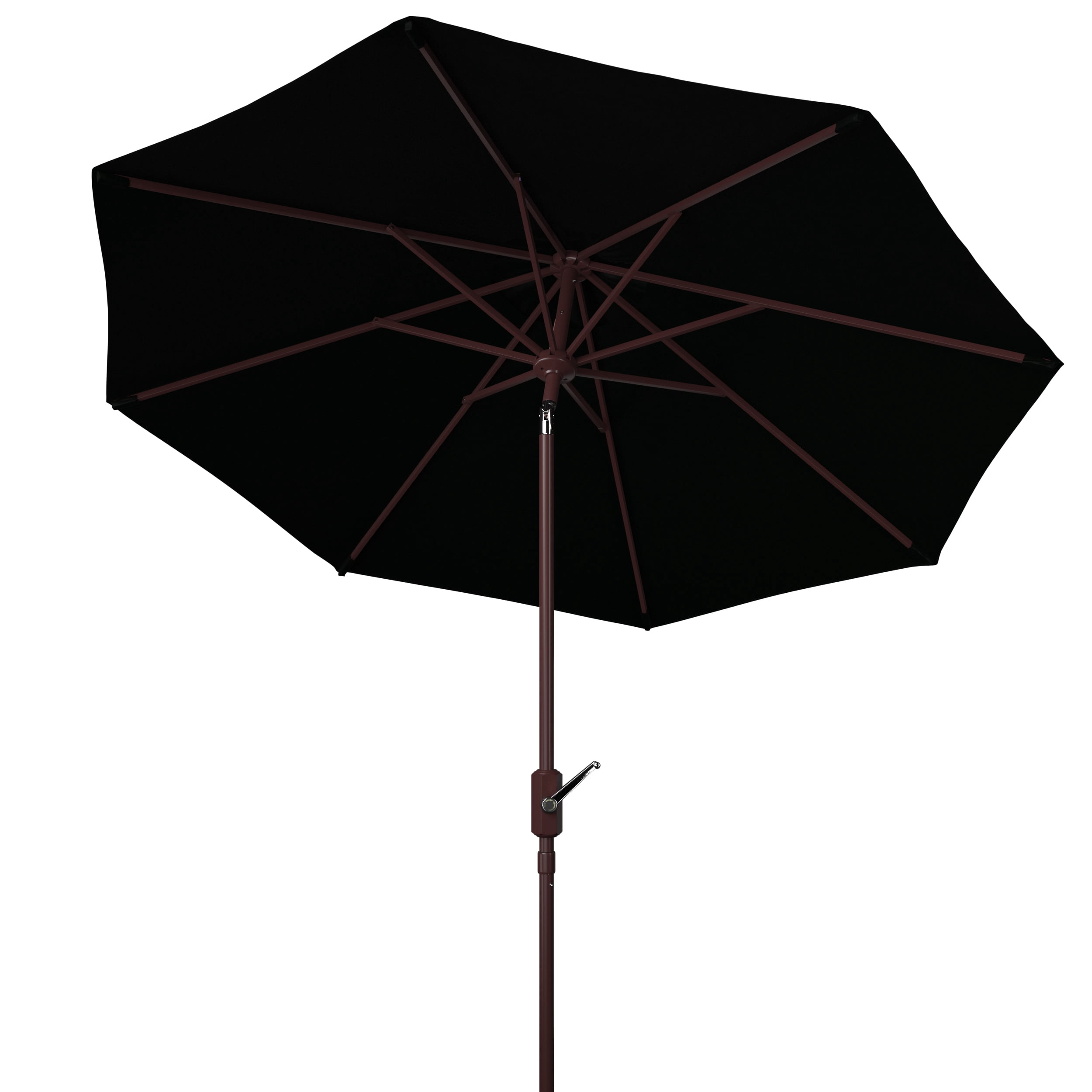 SAFAVIEH Herla 11' Auto Tilt Market Round Patio Umbrella, Black
