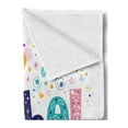 thumbnail image 2 of Rachel Soft Flannel Fleece Blanket, Ornamental Lettering with Hearts Stars and Flowers Sixties Inspired Colorful Motifs, Cozy Plush for Indoor and Outdoor Use, 50" x 70", Multicolor, by Ambesonne, 2 of 5