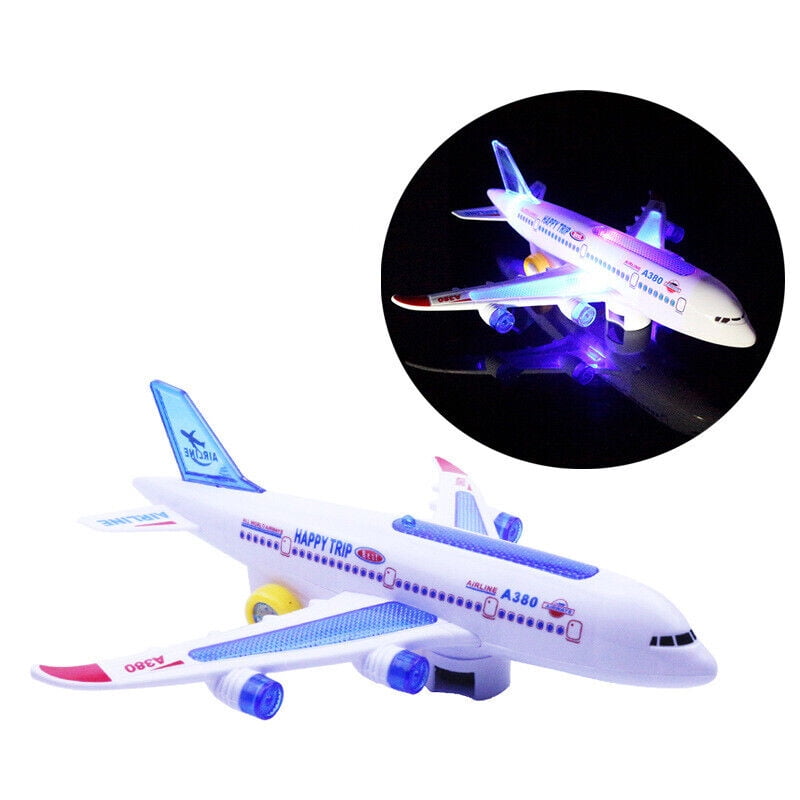 LED Bump And Go Aeroplane with Light Music Toy Flashing Airbus Plane