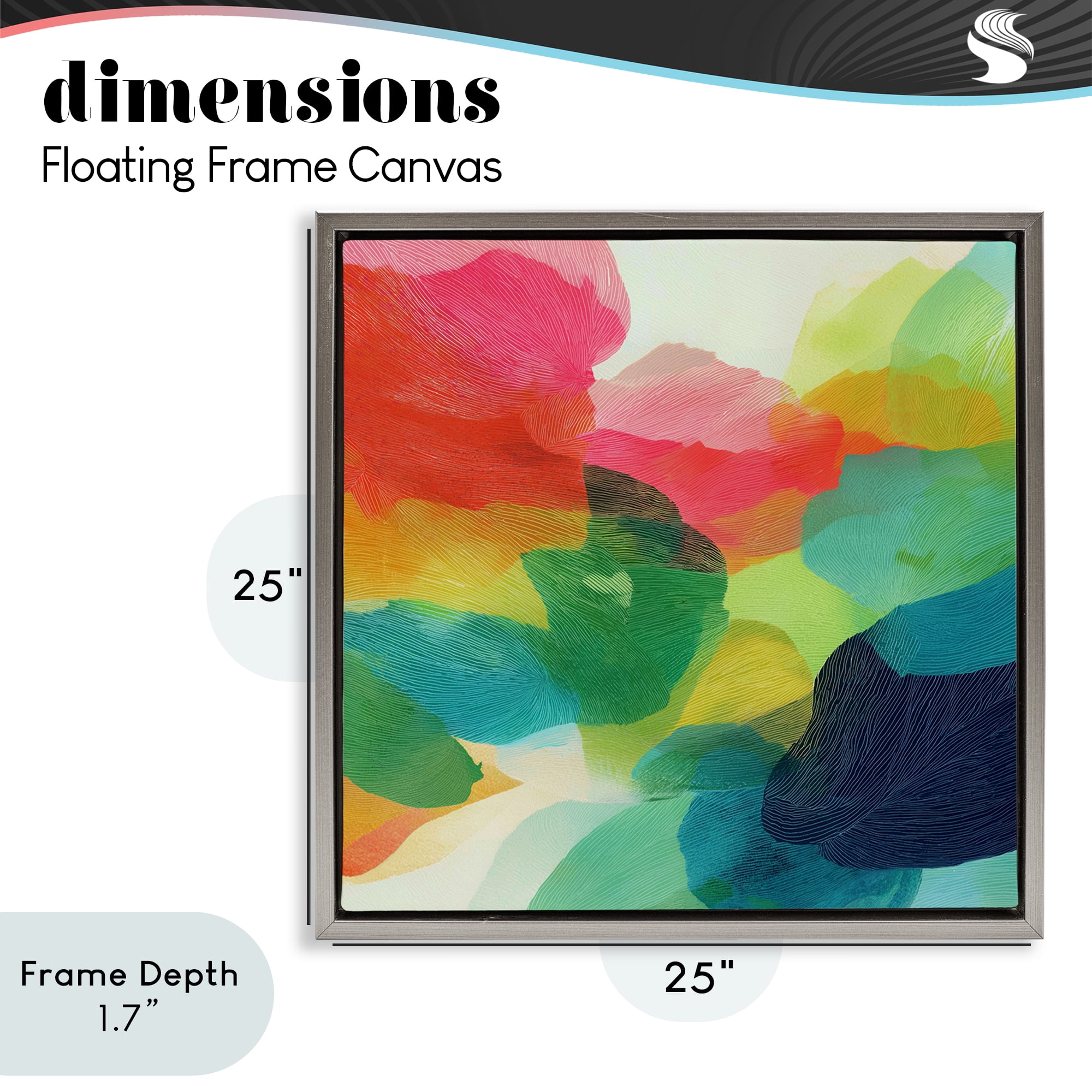 Stupell Industries Vivid Flowing Color Field Gray Framed Floater Canvas Wall Art, design by Chromatic Storm Studio