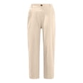 thumbnail image 5 of Linen Pants Women Petite High Waisted Cropped Pants Summer Beach Ankle Length Straight Leg Tapered Trouser Pant, 5 of 5