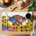 thumbnail image 2 of Independence Day Placemats Set of 4, U.S. Flag Themed Farm Cow Sunflower Farmhouse Non-Slip Place Mats Washable Table Mats for Kitchen Dining Table Decorations Indoor/Outdoor, 2 of 9